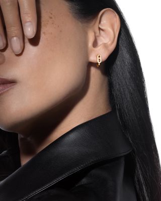 Diamond Move Uno Mini Hoop Earrings in 18K Gold, 0.01 tcw