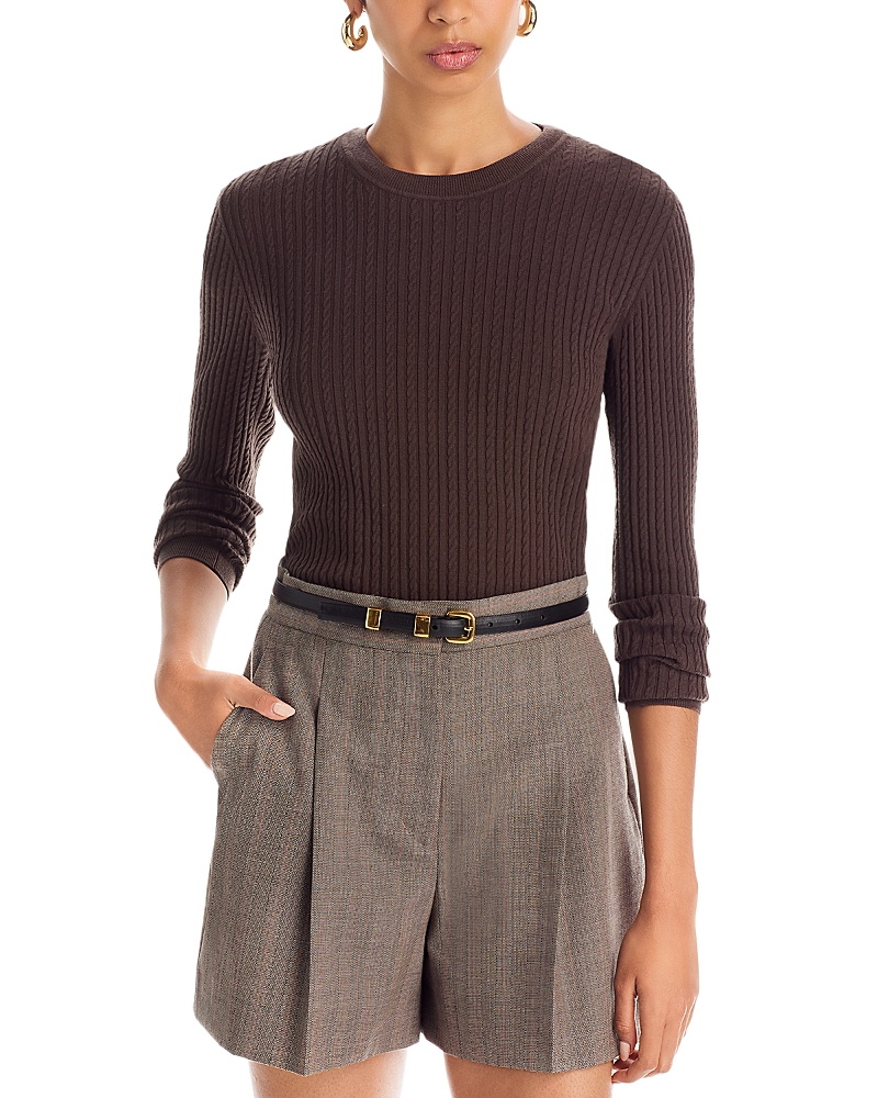Frame The Fine Cable Sweater In Brown