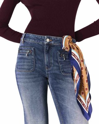 Zip Pocket Bootcut Jeans in Blue