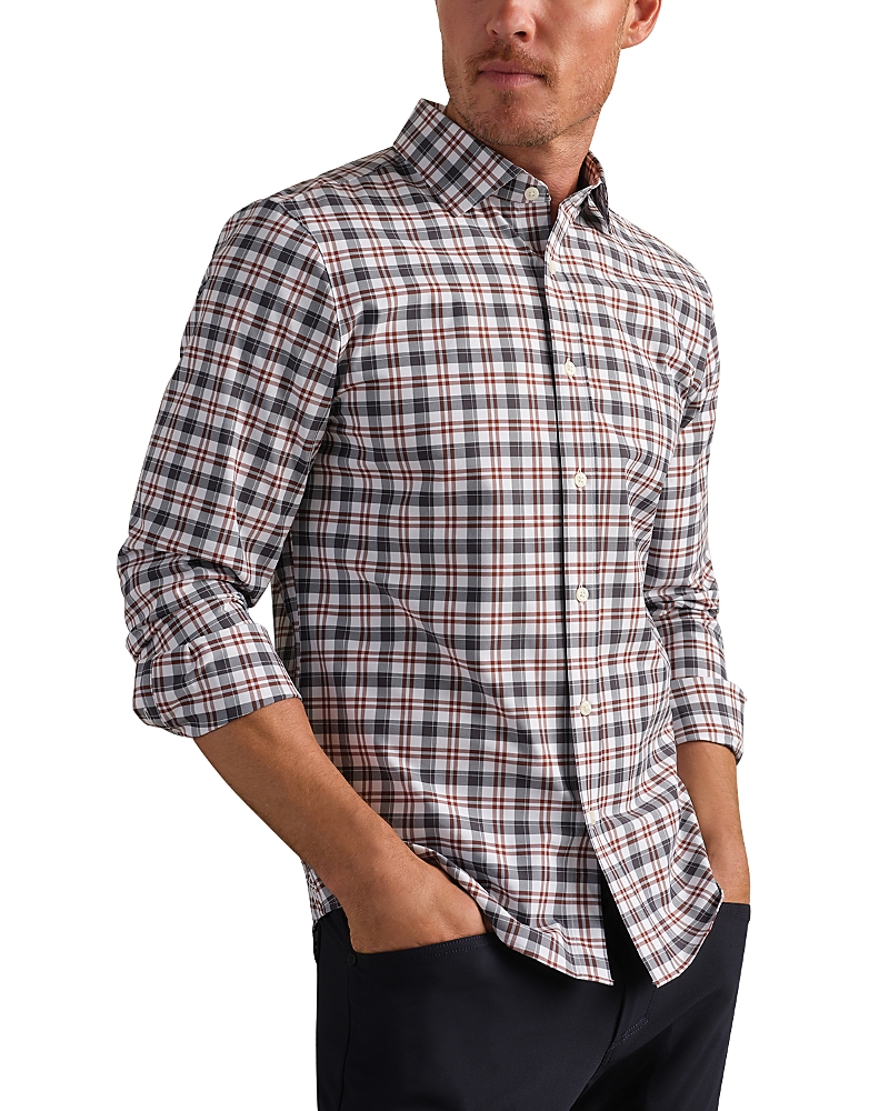 Rhone State Of Mind Check Slim Fit Button-up Shirt In Pink