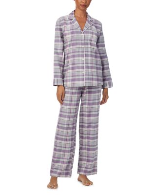 Long Sleeve Notch Collar Long Pants Pajama Set