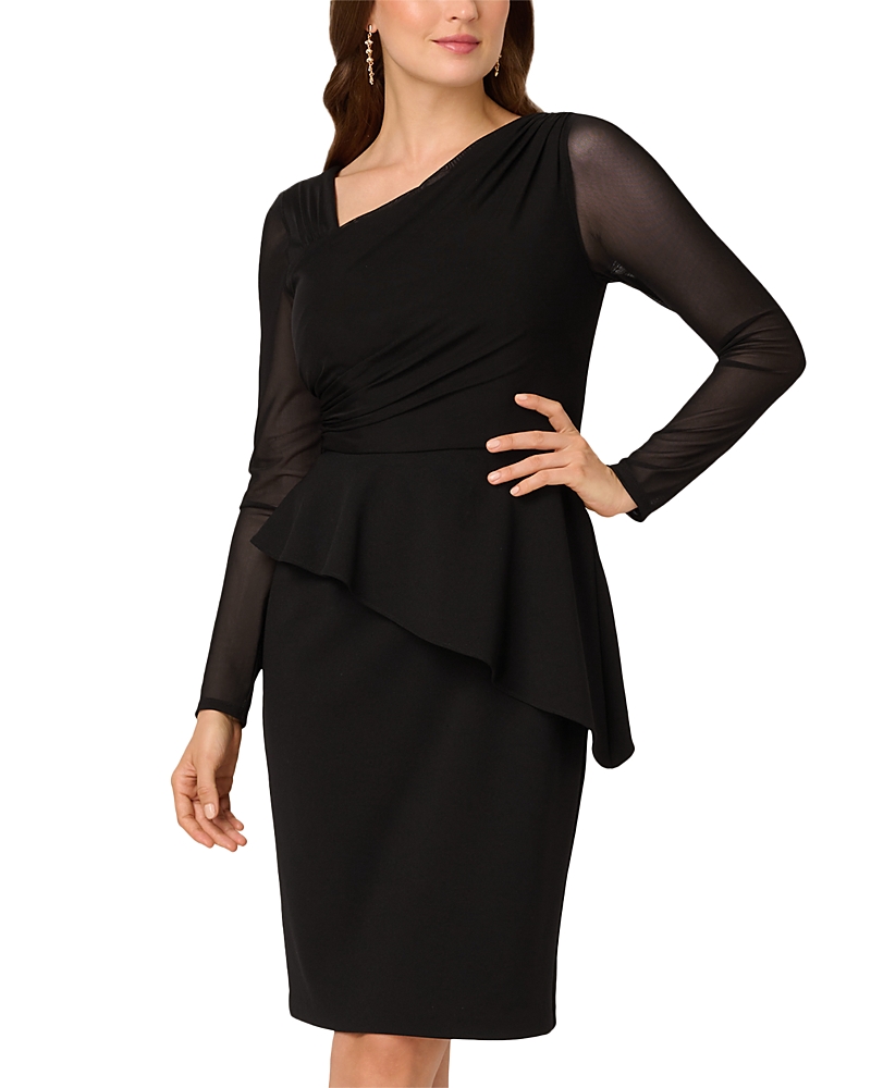 Adrianna Papell Asymmetric Peplum Dress In Multi