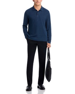 Heathered Double Face Long Sleeve Polo Shirt