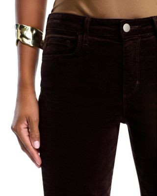 Stevie Velveteen High Rise Straight Jeans in Coffee Bean