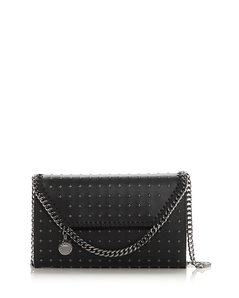 Stella Mccartney Falabella Embellished Wallet On Chain In Black