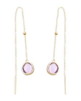 Amethyst Threader Earrings in 14K Yellow Gold