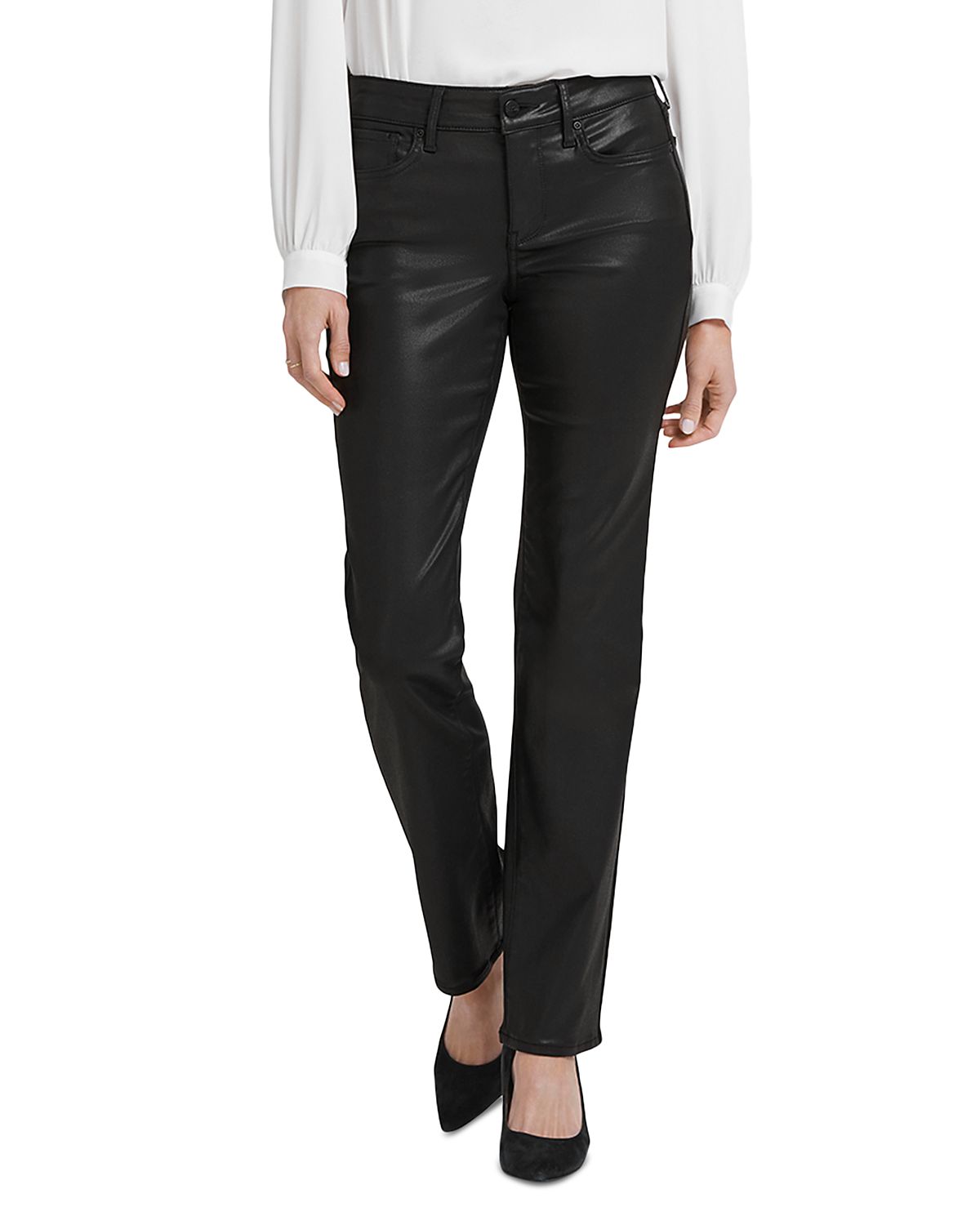 Nydj Marilyn Coated High Rise Straight Jeans