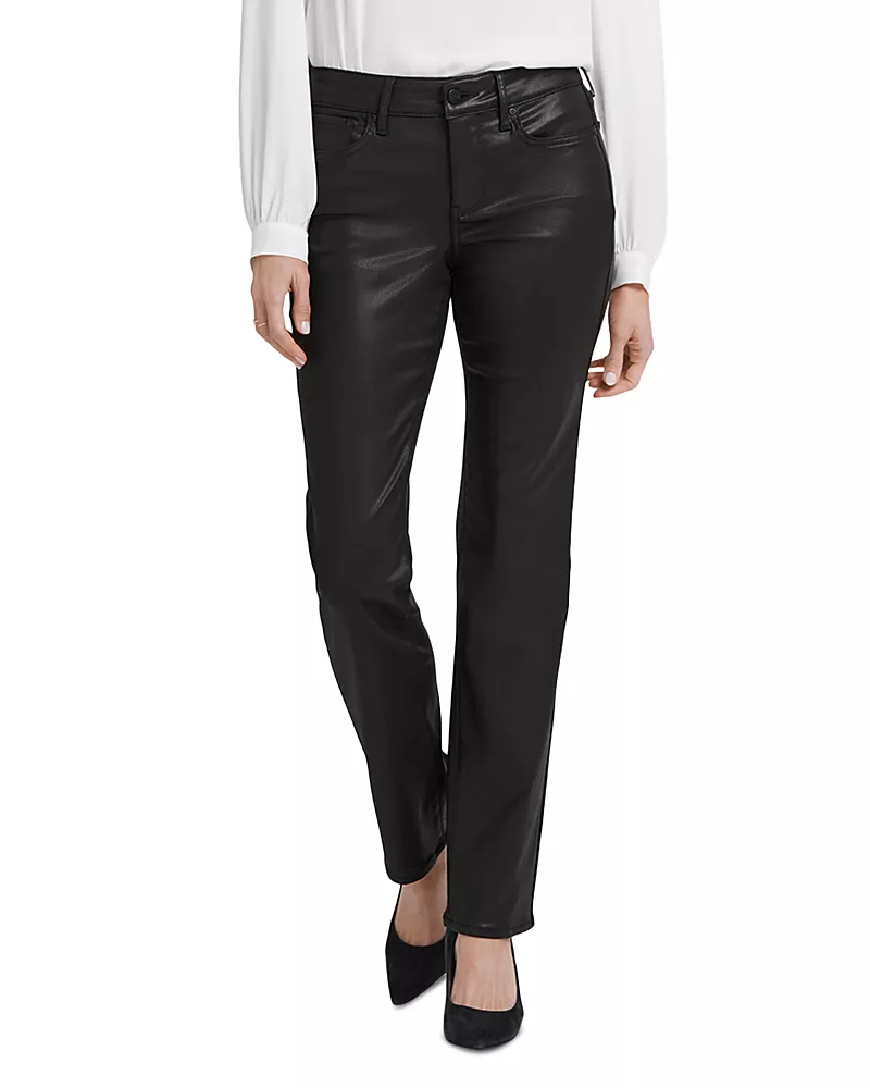 Nydj Marilyn Coated High Rise Straight Jeans