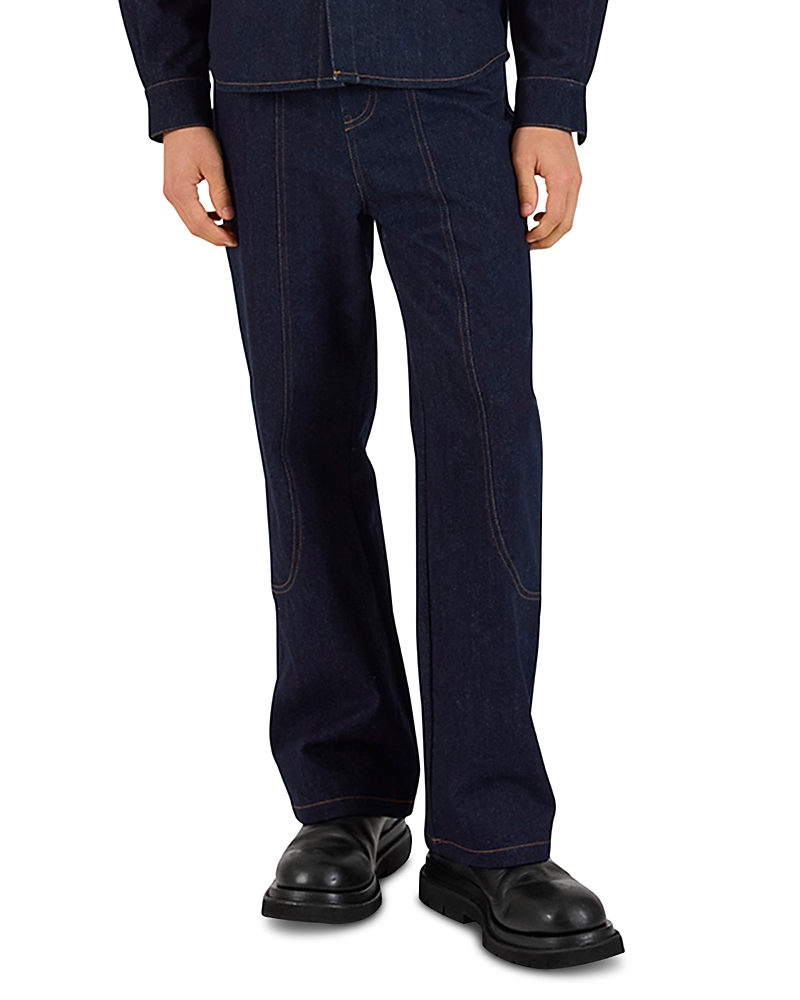 Krost Crosby Contrast Topstitch Straight Leg Jeans In Blue