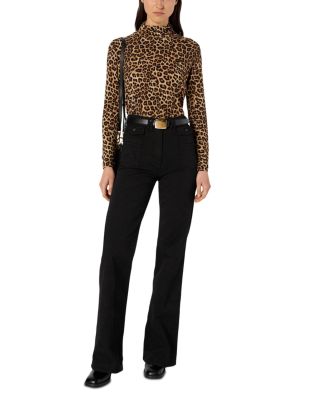 Helene Mock Neck Leopard Print Top