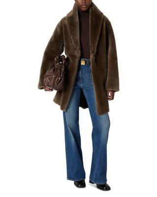 Melina Leather & Faux Fur Trim Coat