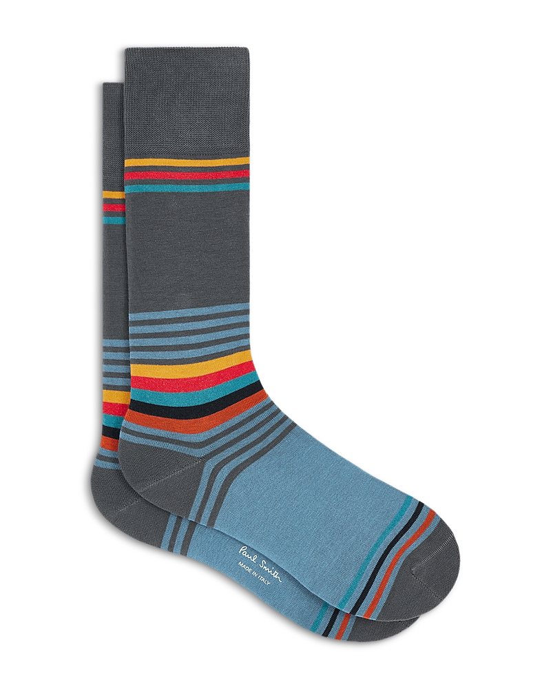 Paul Smith Color Blocked Stripe Socks In Multi