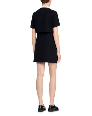 Lace Collar Tweed Mini Dress