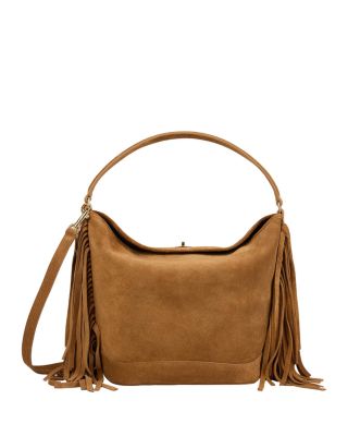 Fringed Suede Bucket Bag