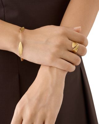 18K Yellow Gold Lunaria Twist Textured Disc Station Bracelet