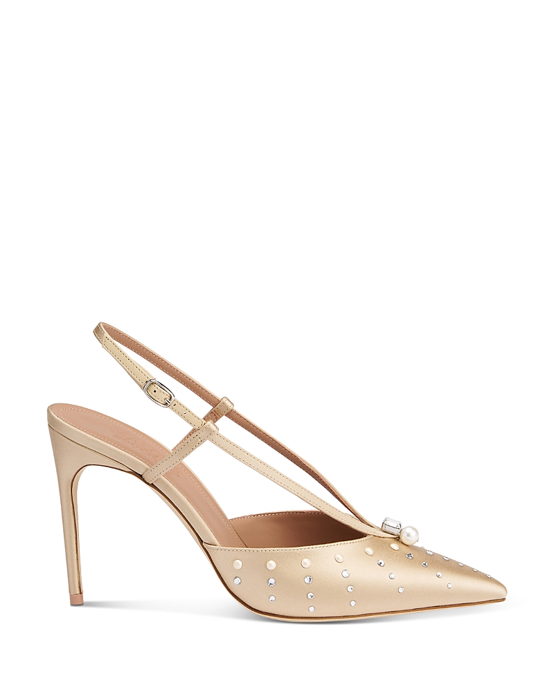 Malone Souliers Moore Metallic Nappa Leather Pointed-toe Slingback Pumps In Silver