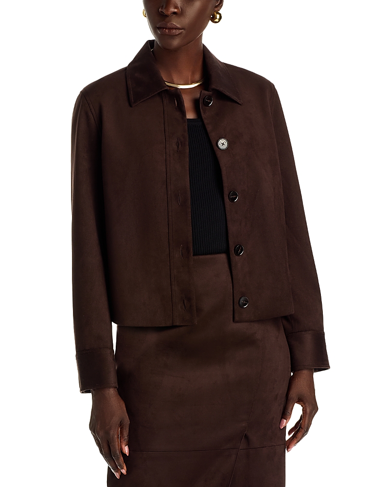 Elie Tahari The Naira Faux Suede Jacket In Burgundy