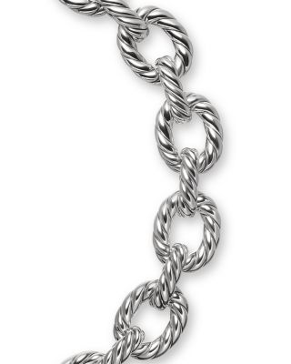 Sculpted Cable Oval Link Necklace in Sterling Silver, 18mm