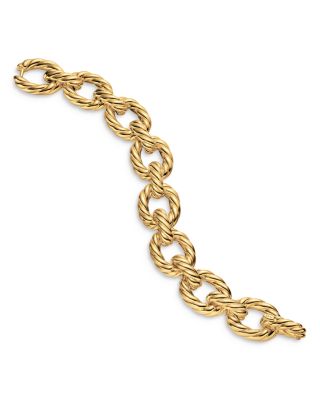 Sculpted Cable Oval Link Bracelet in 18K Yellow Gold, 18mm