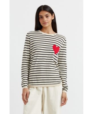 Women's Wool Cashmere Breton Heart Sweater