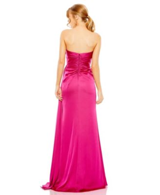 Strapless Embellished Sweetheart Neckline Satin Gown