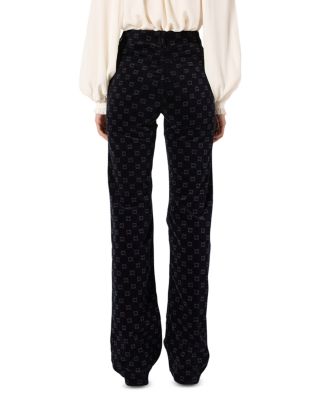 Anna Monogrammed Flared Jeans in Navy