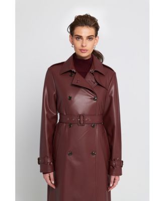 Faux Leather Trench Coat