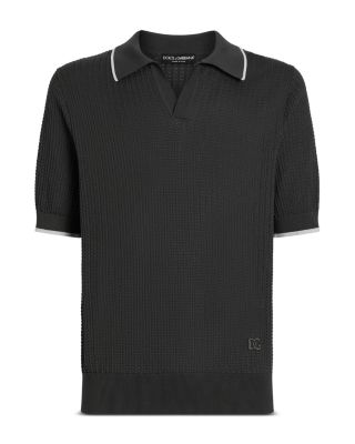 Short Sleeve Textured Polo Sweater