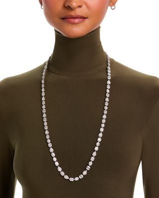Opera Length Illusion Set Diamond Necklace in 18K White Gold, 16.30 tcw - Exclusuive