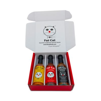 Funny Cat Pun 3 Bottle Hot Sauce Gift Box