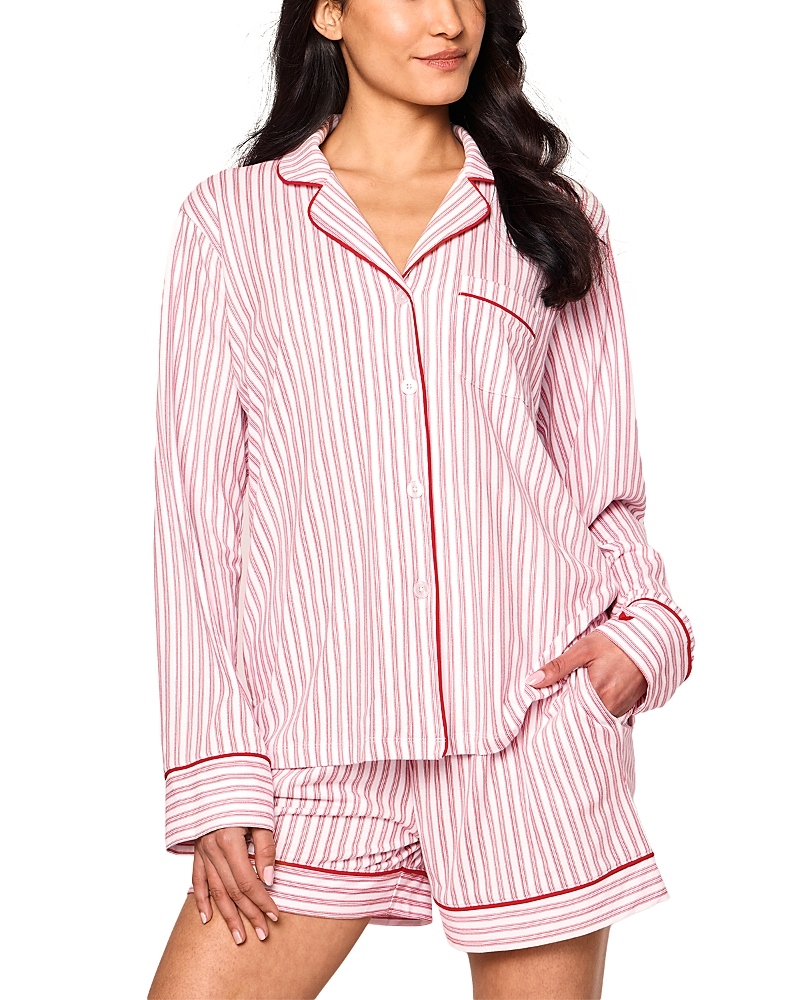 Petite Plume Antique Red Ticking Pajama Set In Pink