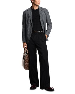 Chevron Motif Knit Effect Wool Regular Fit Blazer