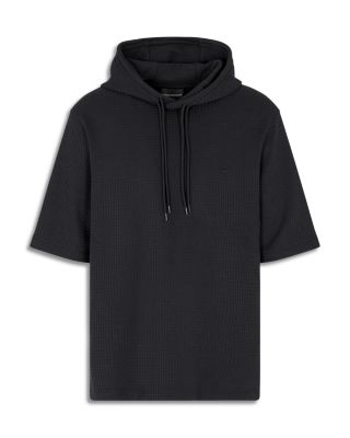 Short Sleeved Hooded Woven Effect Jacquard Sweatshirt