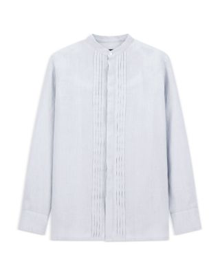Garment Dyed Linen Guru Collar Regular Fit Button Down Shirt
