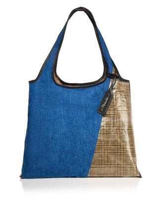 Denim Market Tote w/ Plaid
