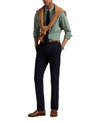 Cotton Stretch Poplin Gingham Check Classic Fit Button Down Shirt