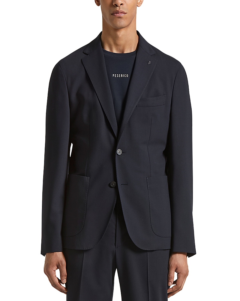 Peserico Solid Regular Fit Suit Jacket In Blue