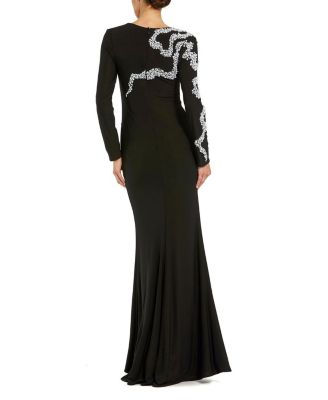  Elegant Beaded Swirl Applique Gown