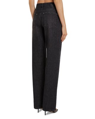 Super Black Mid Rise Wide Leg Jeans in Black