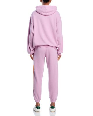 Wave Pullover Hoodie and Rainbow-Stripe Sweatpants