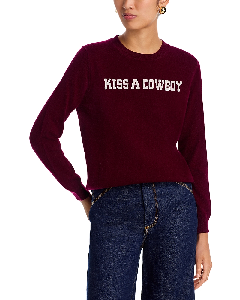 Jumper 1234 Kiss A Cowboy Cashmere Crewneck Sweater In Burgundy