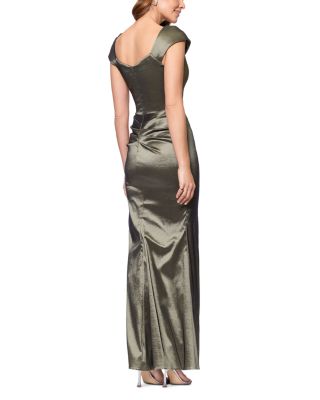 Asymmetric Cap Sleeve Gown - Exclusive