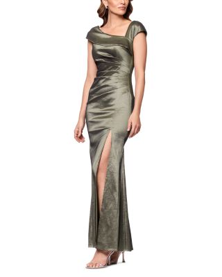 Asymmetric Cap Sleeve Gown - Exclusive