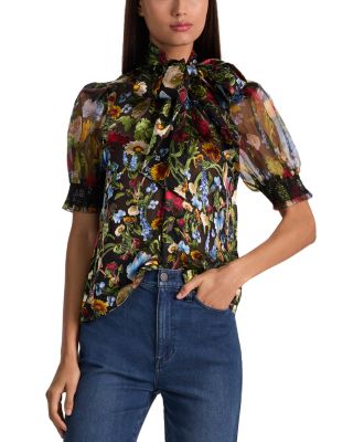 Brentley Tie Neck Puff Sleeve Blouse