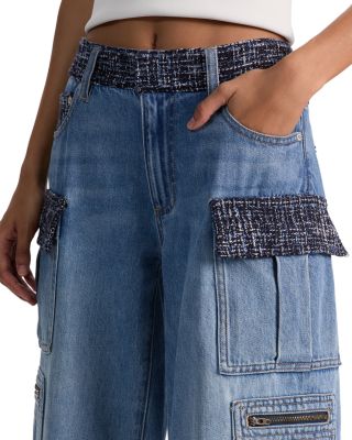 Cay Mid Rise Baggy Cargo Jeans in Celine Vintage