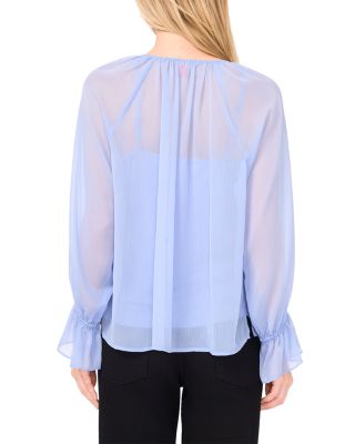 Ruffled Front Long Sleeve Blouse