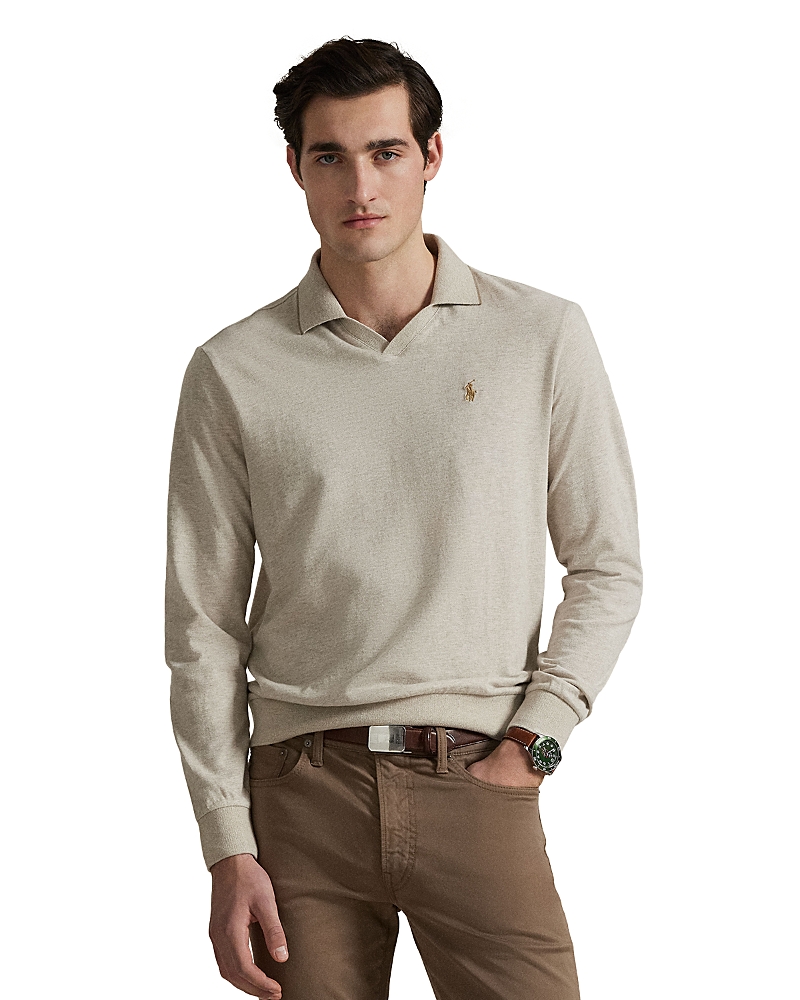 Polo Ralph Lauren Textured Jersey Polo Shirt In Neutral