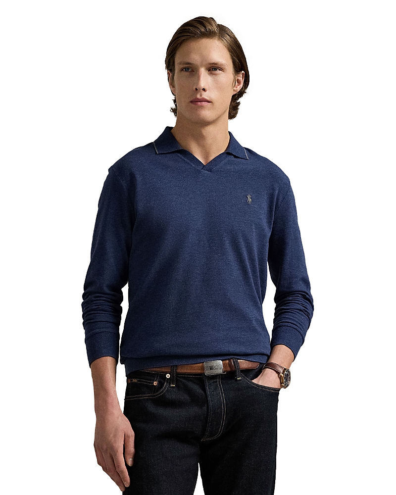 Polo Ralph Lauren Textured Jersey Polo Shirt In Blue