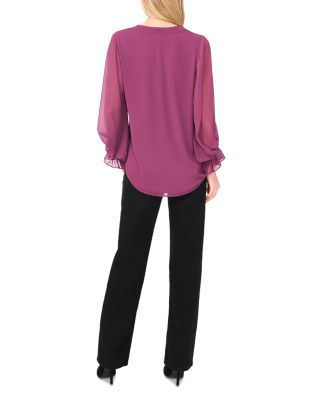 V Neck Sheer Sleeve Top