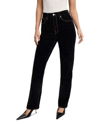 Good Icon Straight Velvet Denim Jeans in Indigo939